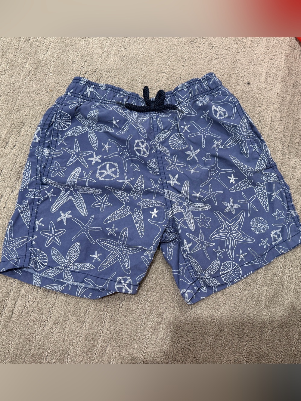 Vilebrequin Kids Swim Trunks with White Starfish Print - Blue